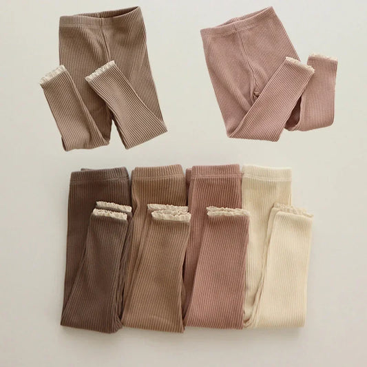 Newborn Baby Leggings Ribbed Cotton Pants For Girls