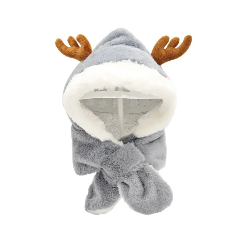 Arthmix Winter Infant Beanie Deer Antler With Faux Fur Earflap