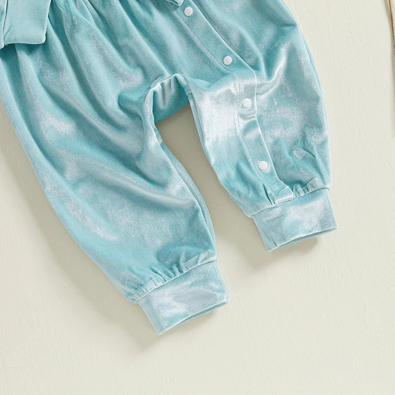 PudcocoCN Velvet Jumpsuit for Baby Unisex with Lace Collar