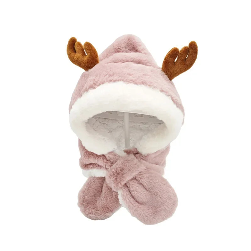Arthmix Winter Infant Beanie Deer Antler With Faux Fur Earflap