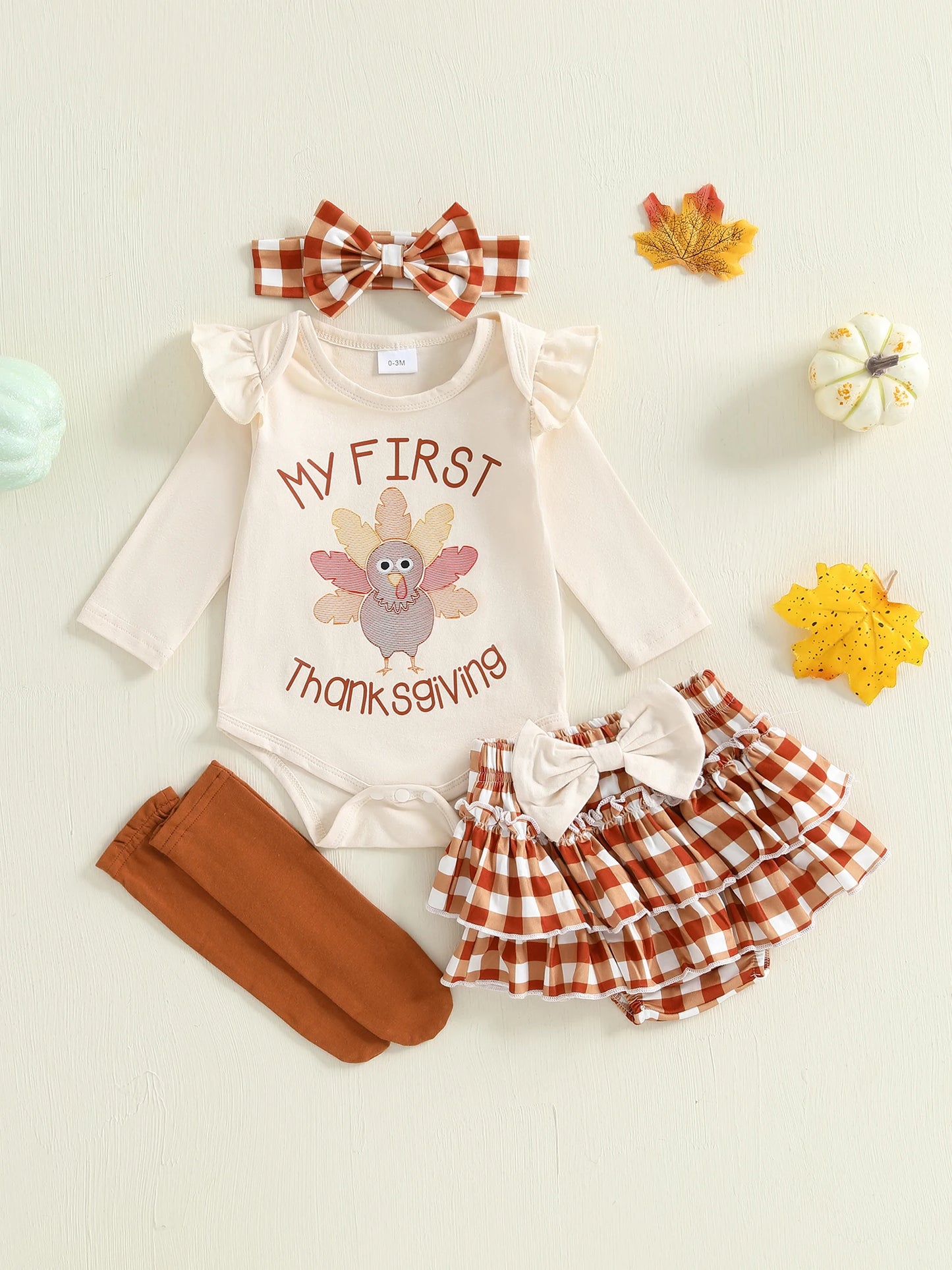 Guangdong Thanksgiving Turkey Print Baby Outfit With Shorts