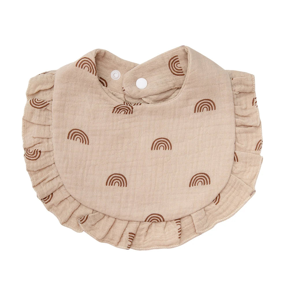 Flower Print Baby Bibs Adjustable Snap Burp Cloths Muslin Cotton