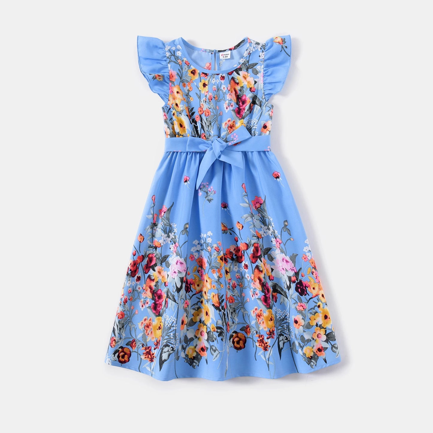 PATPAT Family Matching Floral Dresses And Striped T Shirts Set