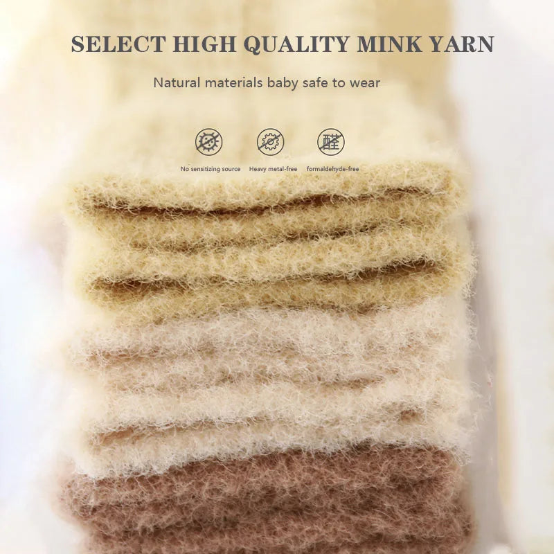 CN Warm Baby Socks Winter Thick Cotton Mid Tube 3 Pairs