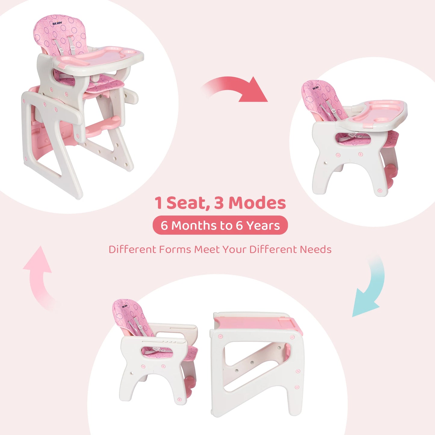 Sejoy Adjustable Baby High Chair for Infants and Toddlers