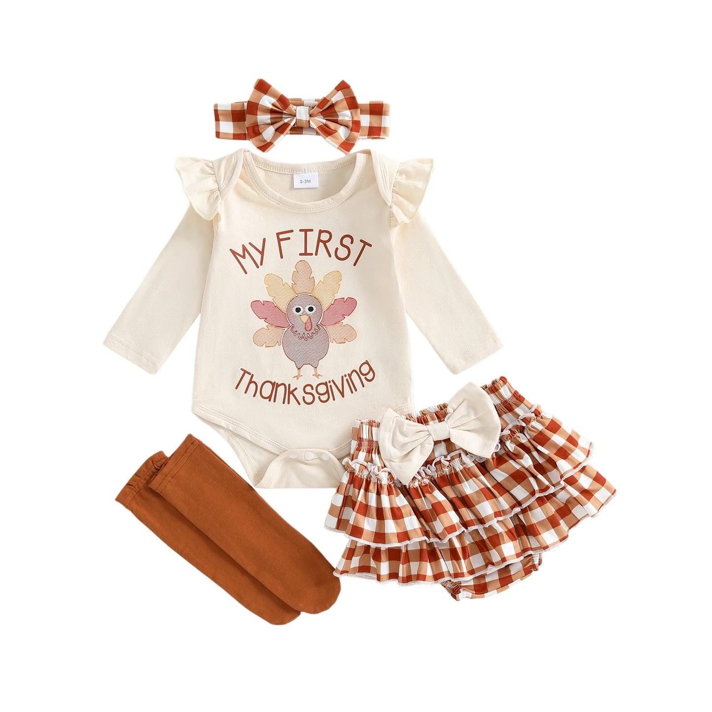 Guangdong Thanksgiving Turkey Print Baby Outfit With Shorts