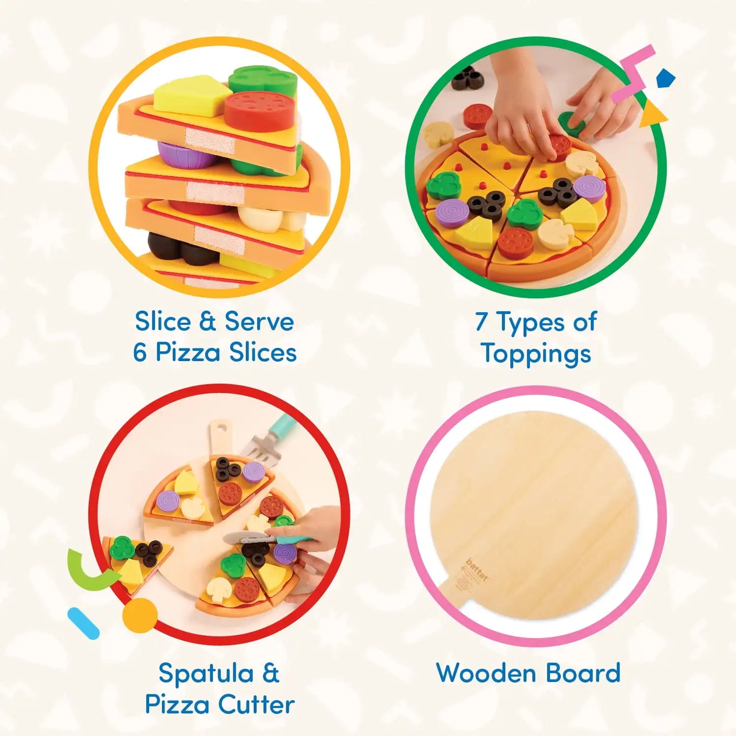 SHXI Pizza Slice Toy Set With Multicolor Toppings And Board