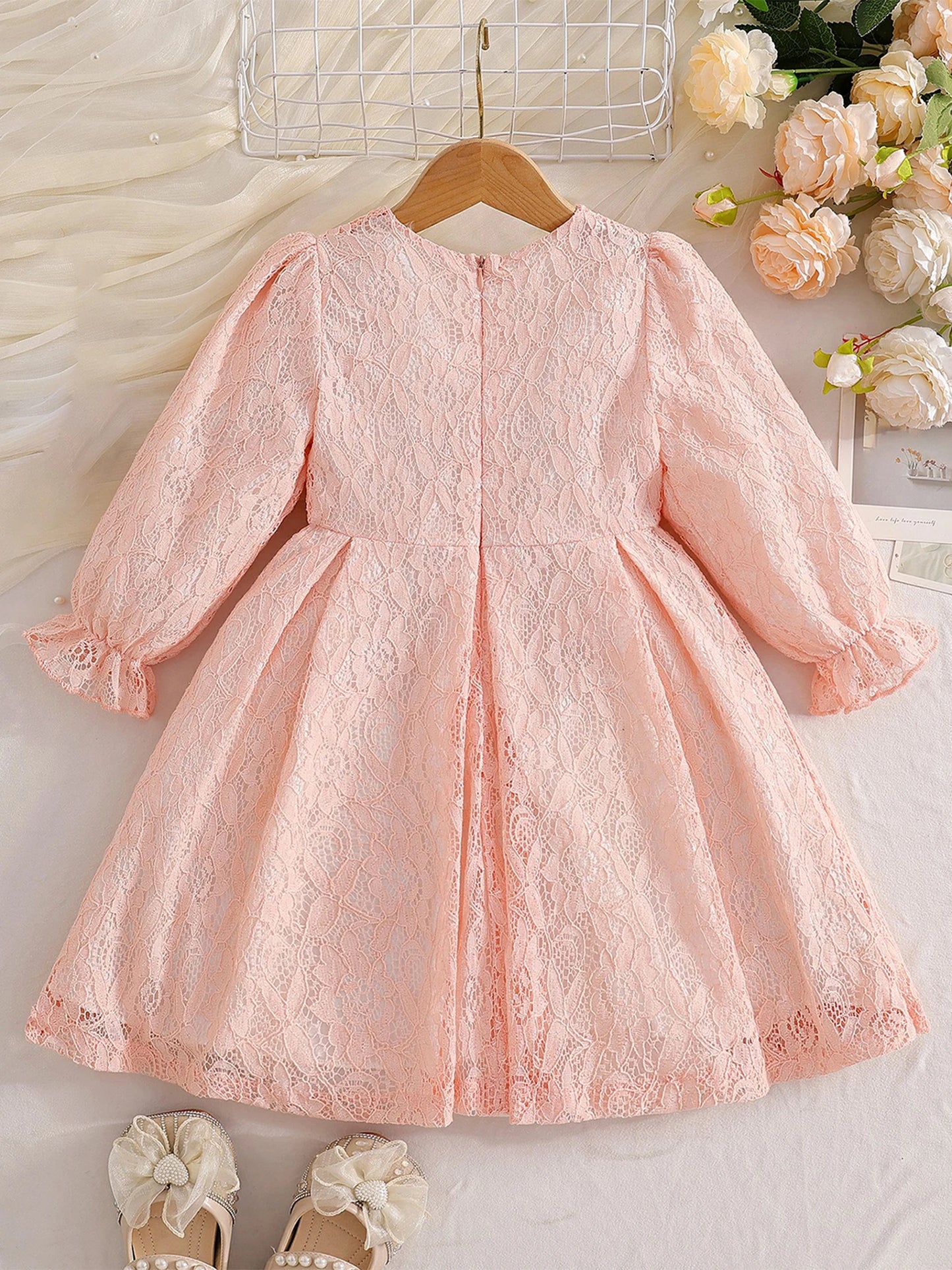 Meihuida Stylish Toddler Girls Long Sleeve Lace Dress With Bow