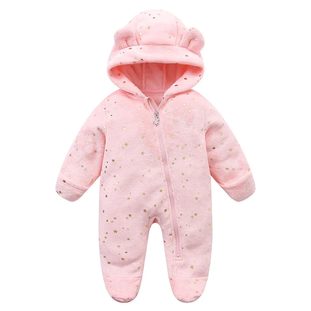 OLEKID Velvet Hooded Baby Romper Unisex Newborn Knit