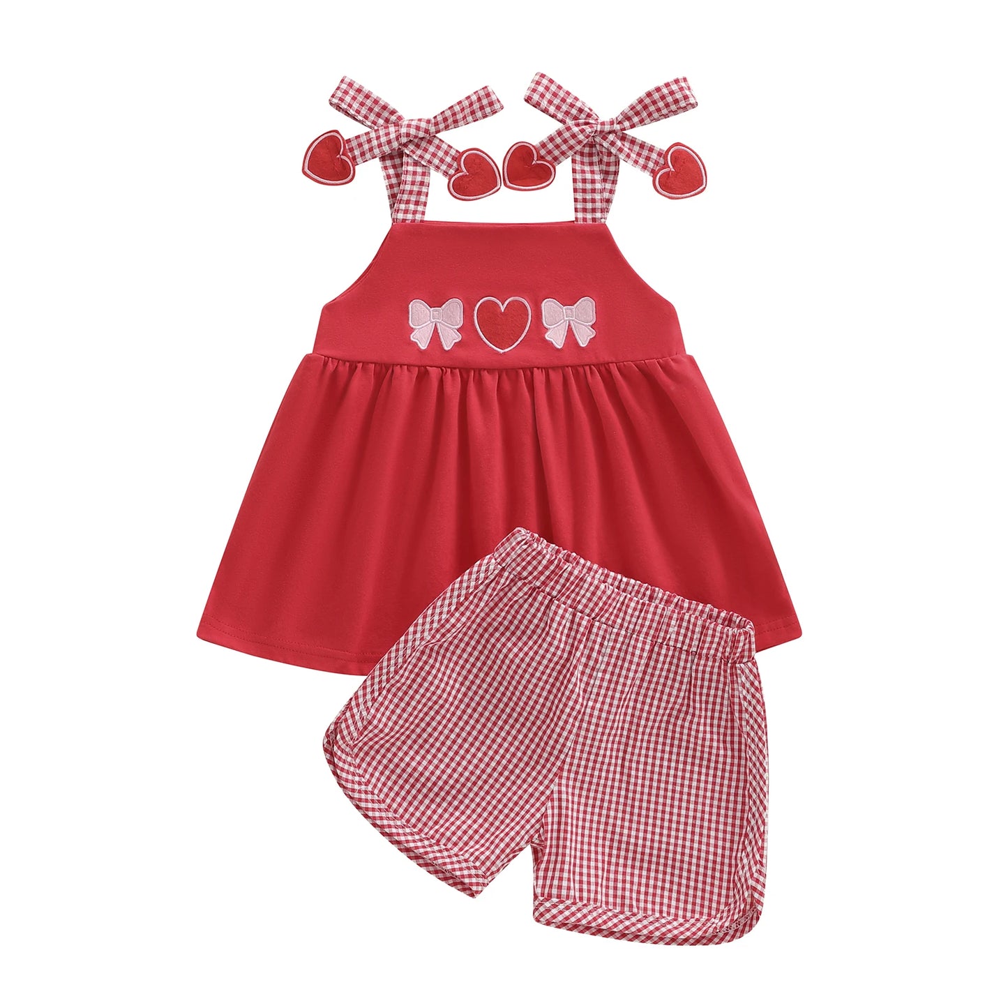 Baby Girls Summer Set Tank Tops And Plaid Shorts