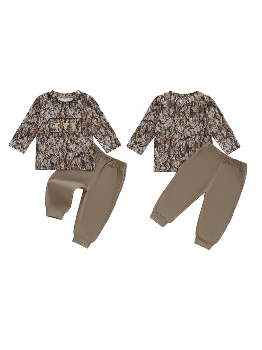 CN Guangdong Toddler Boy Plaid Flannel Shirt Jeans Set