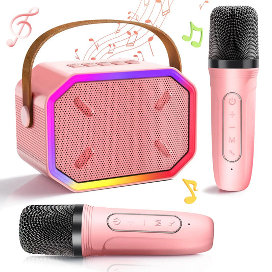 RIVGOTC Mini Karaoke Machine for Kids Bluetooth Microphone