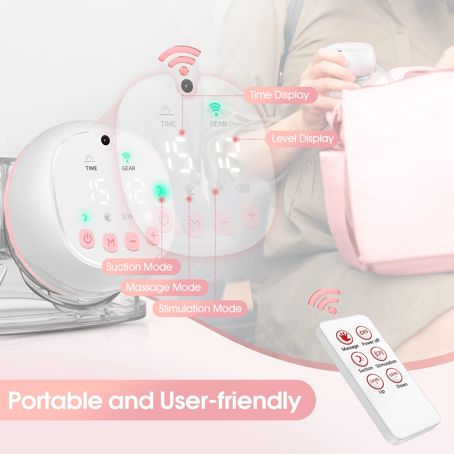 Hign-concerned Wearable Electric Breast Pump USB 1200mAh