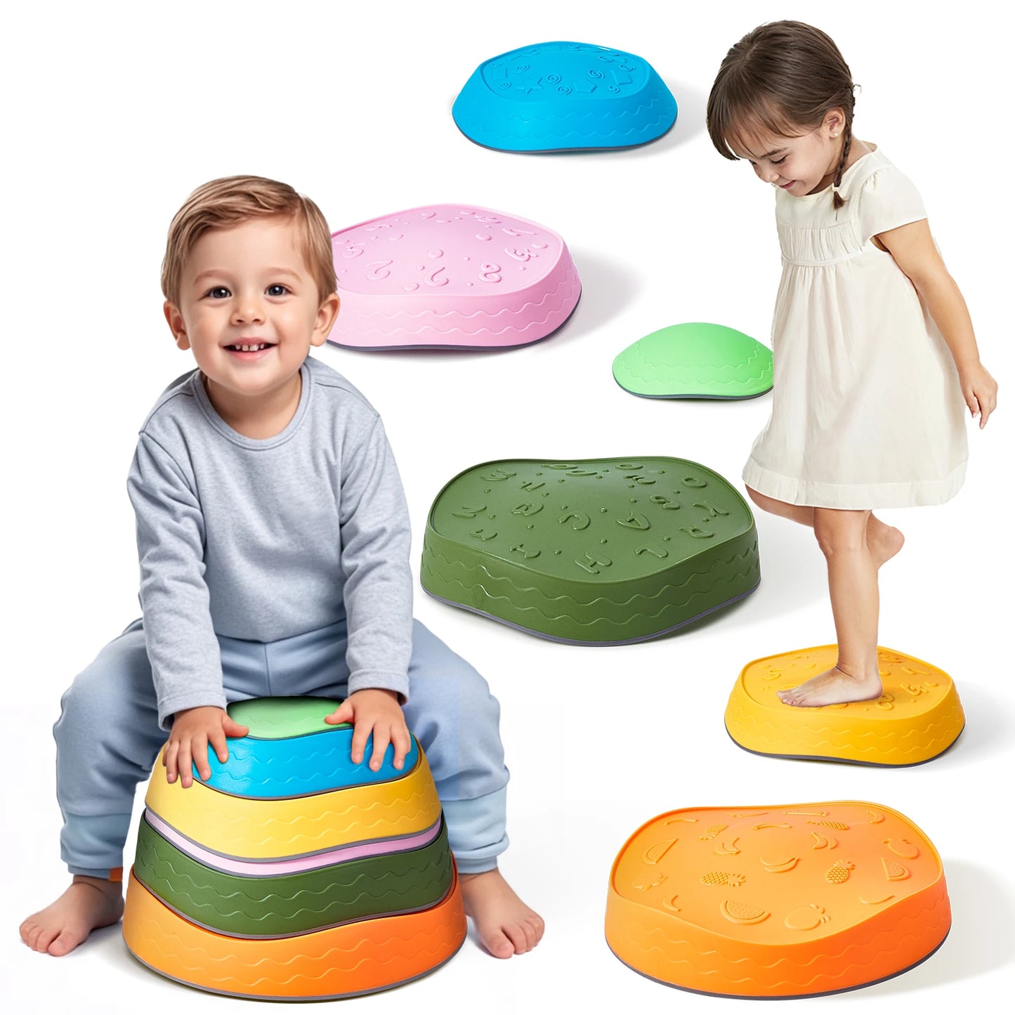 SucceBuy Balance Stepping Stones Indoor Outdoor Kids Toy