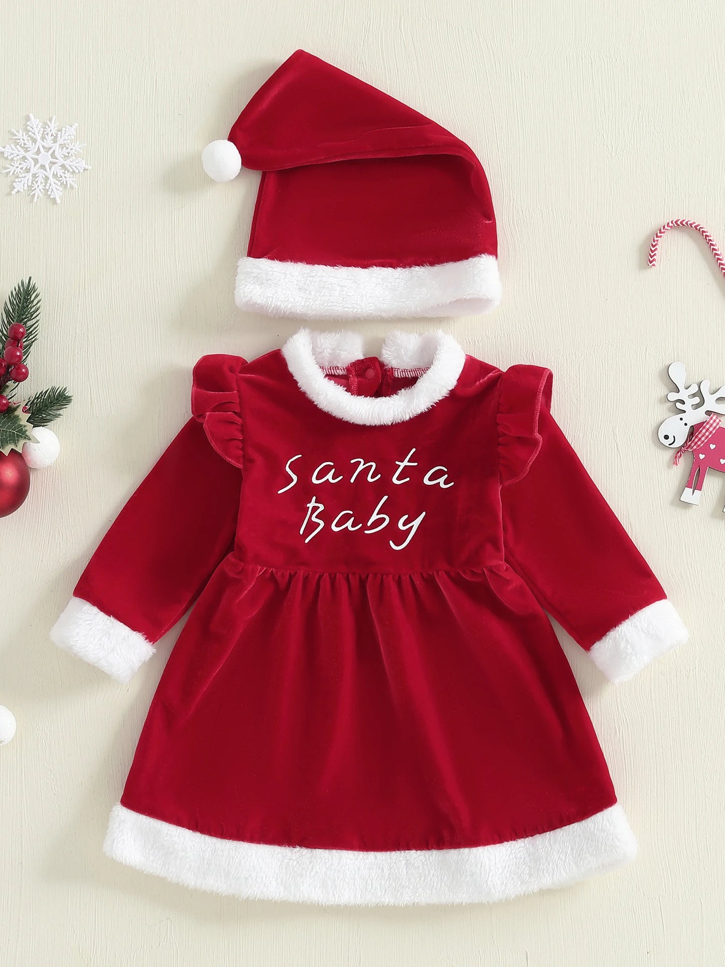 Toddler Christmas Romper Set With Matching Headband And Socks