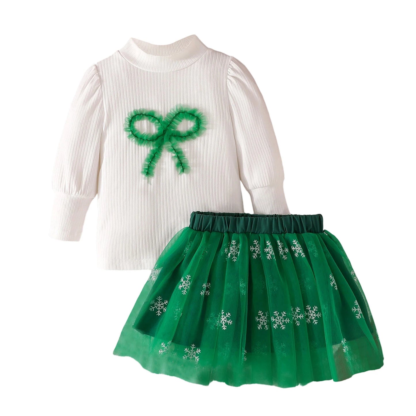 Guangdong CN Baby Girl Winter Outfit Snowflake Print Tutu Set