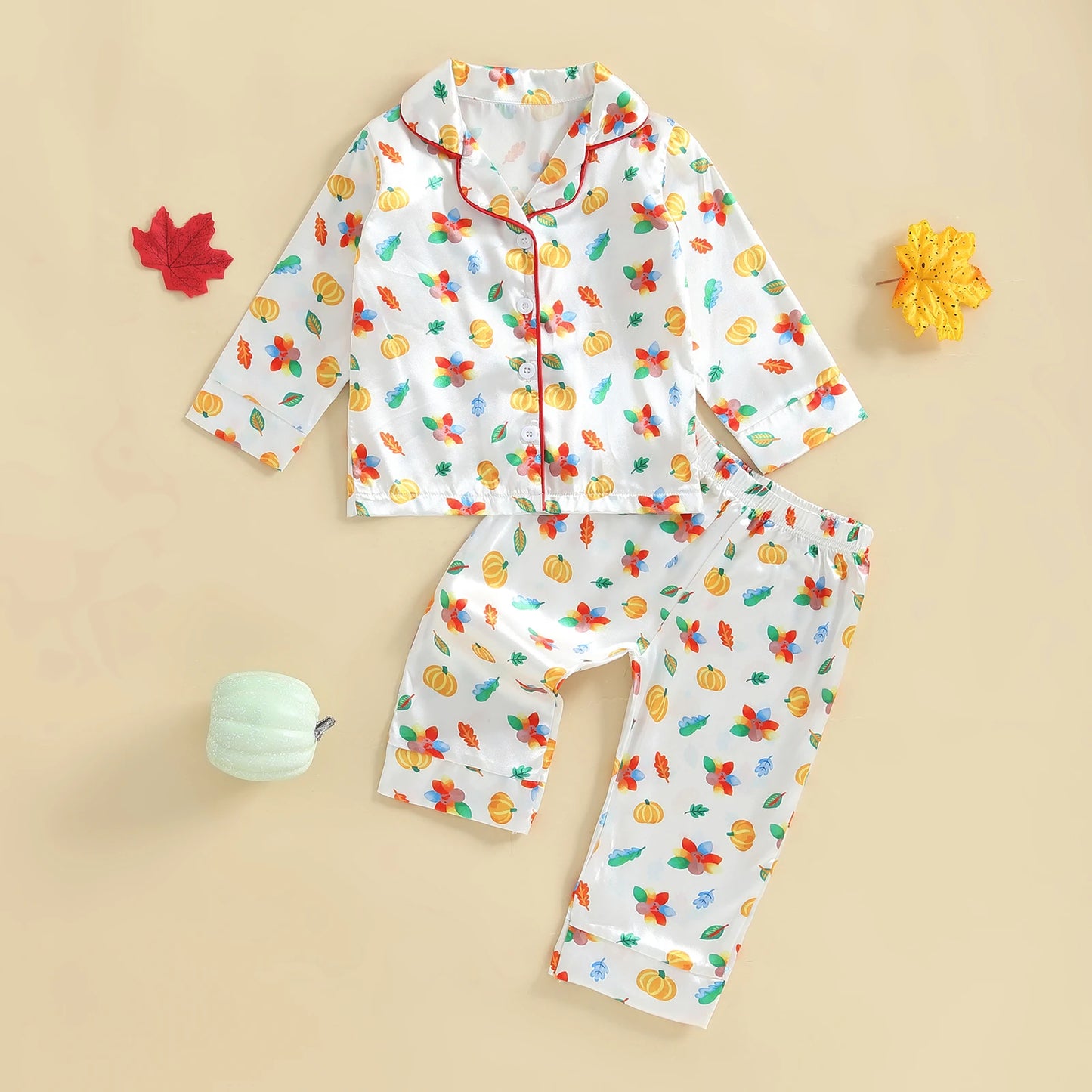 Velvet Toddler Pajama Set Lapel Collar Reindeer Print