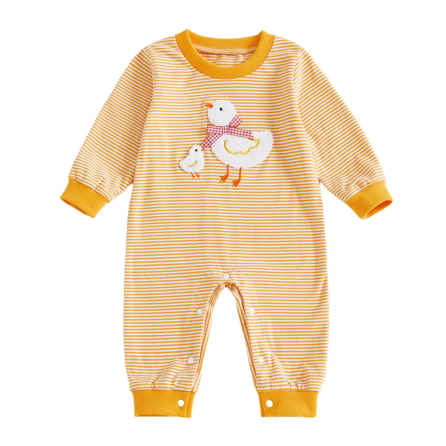 Infant Bear Applique Bodysuit Romper With Button Closure