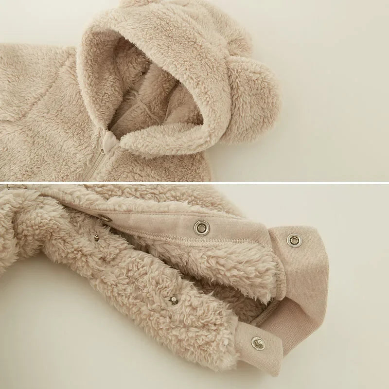 Guangdong CN Baby Winter Warm Fleece Hooded Jumpsuit Rompers