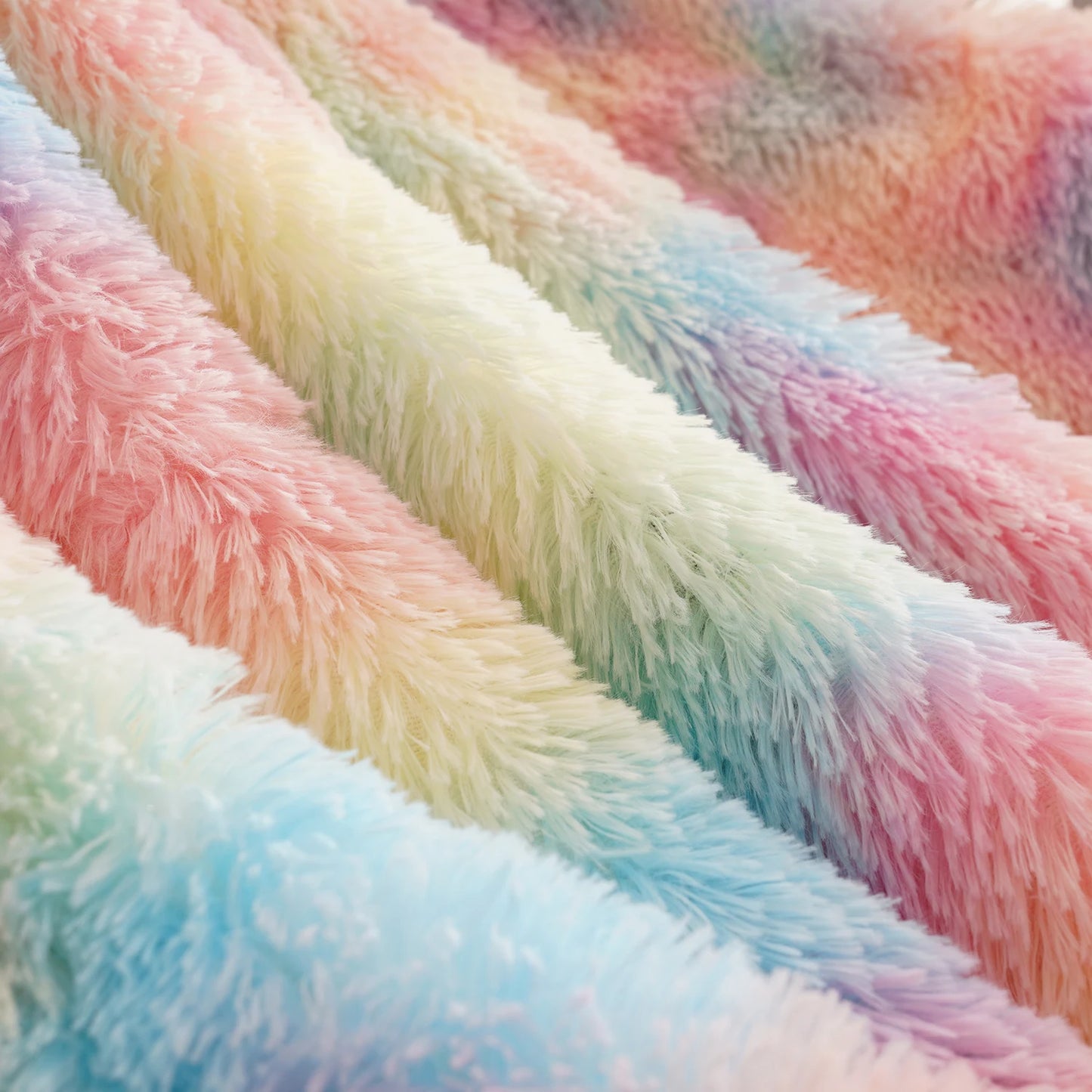 Soft Rainbow Fluffy Plush Blanket Bedspread For Home Decor