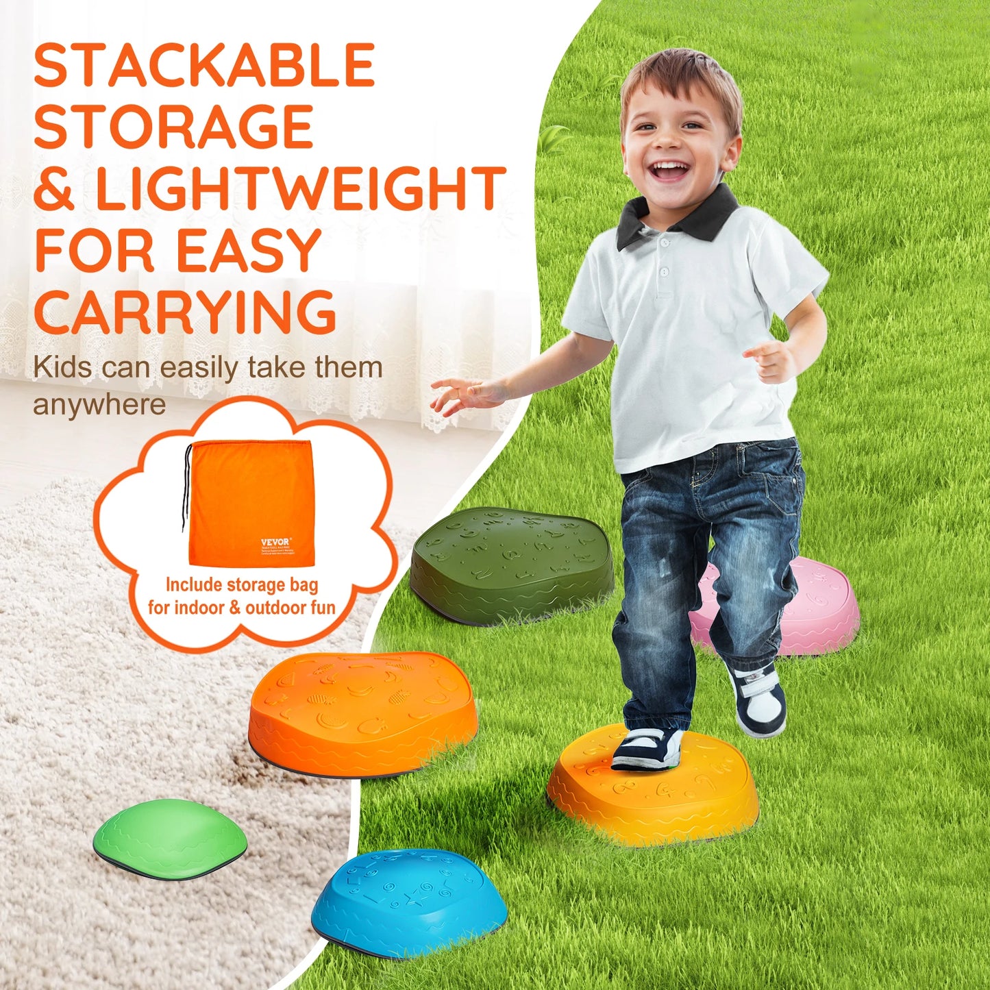 SucceBuy Balance Stepping Stones Indoor Outdoor Kids Toy