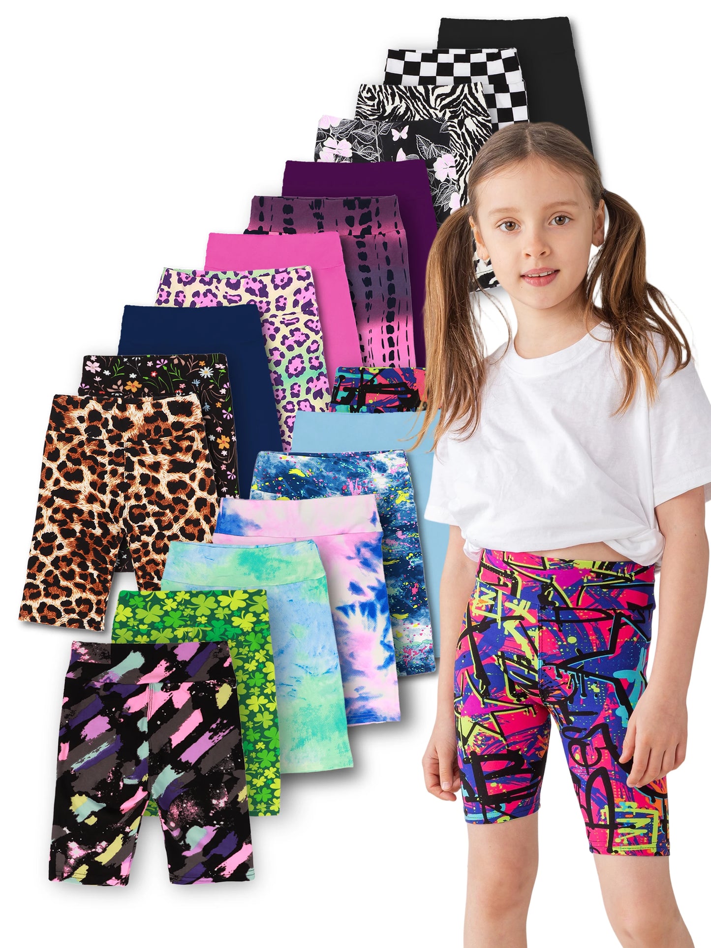 Girls Yoga Shorts 5 Pack Soft Stretch Bermuda High Waist Leggings
