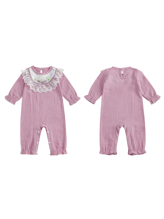 Guangdong CN Toddler Romper With Floral Embroidery Lace