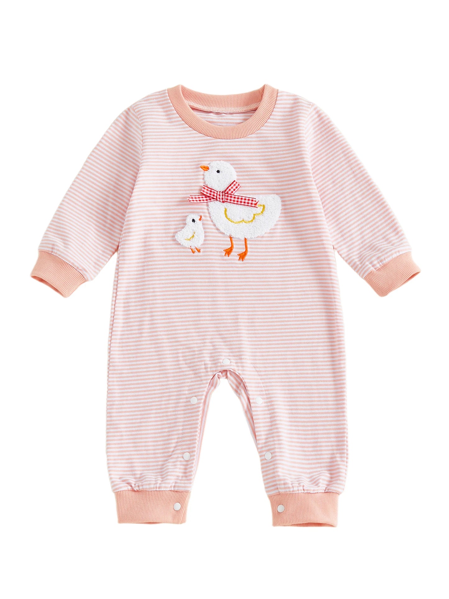 Infant Bear Applique Bodysuit Romper With Button Closure