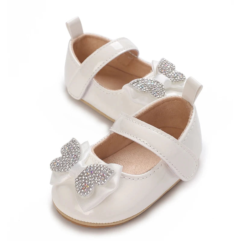Baby Girls First Walkers Butterfly Knot Shoes Soft Rubber Bottom