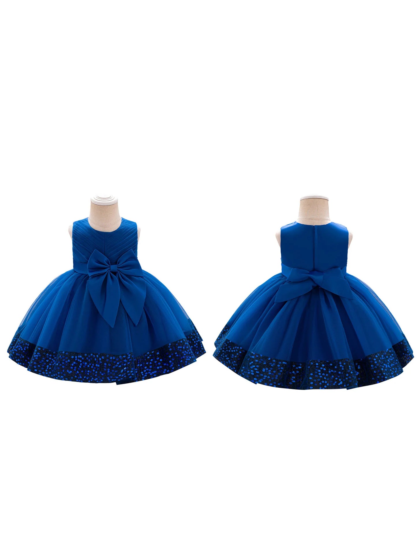 Guangdong CN Girls Sleeveless Round Neck Sequins Tulle Dress