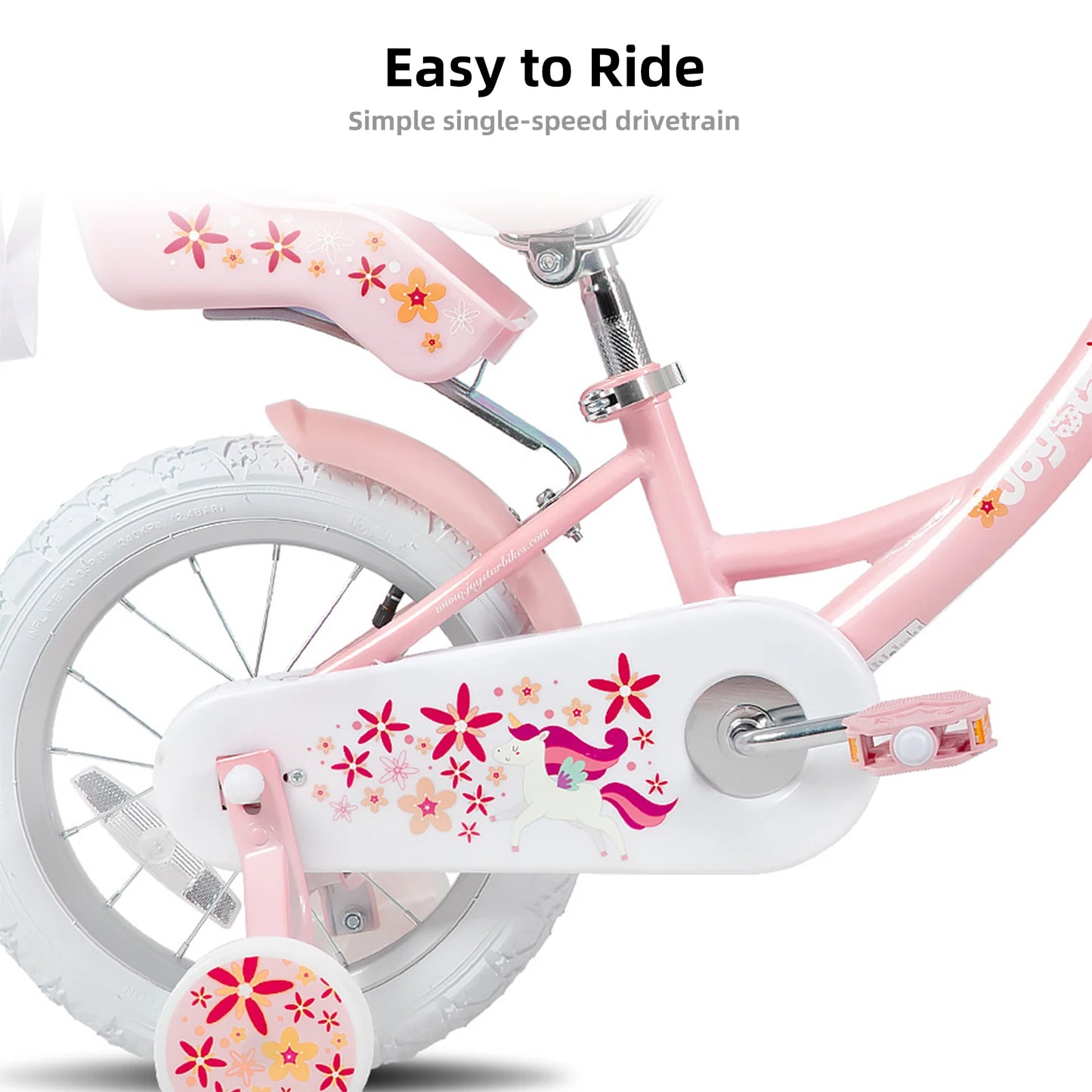 JOYSTAR Kids Bike For Girls Training Wheels Seat Streamers