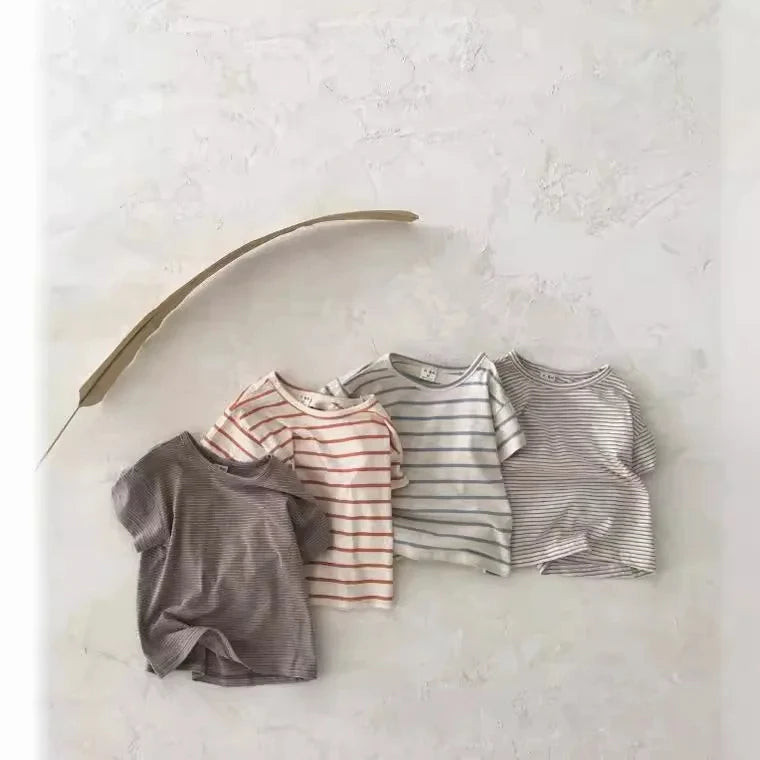 Sonkpuel Baby Boy Stripe Shirt Cotton Summer Short Sleeve