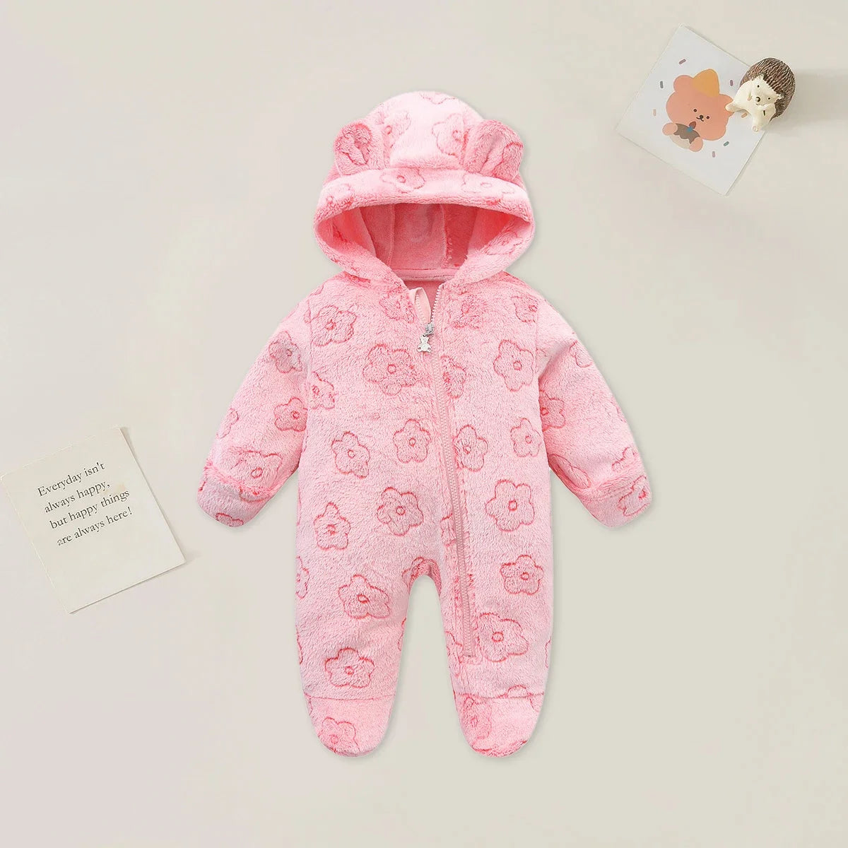 Unisex Cartoon Cotton Newborn Romper Warm Flannel Jumpsuit