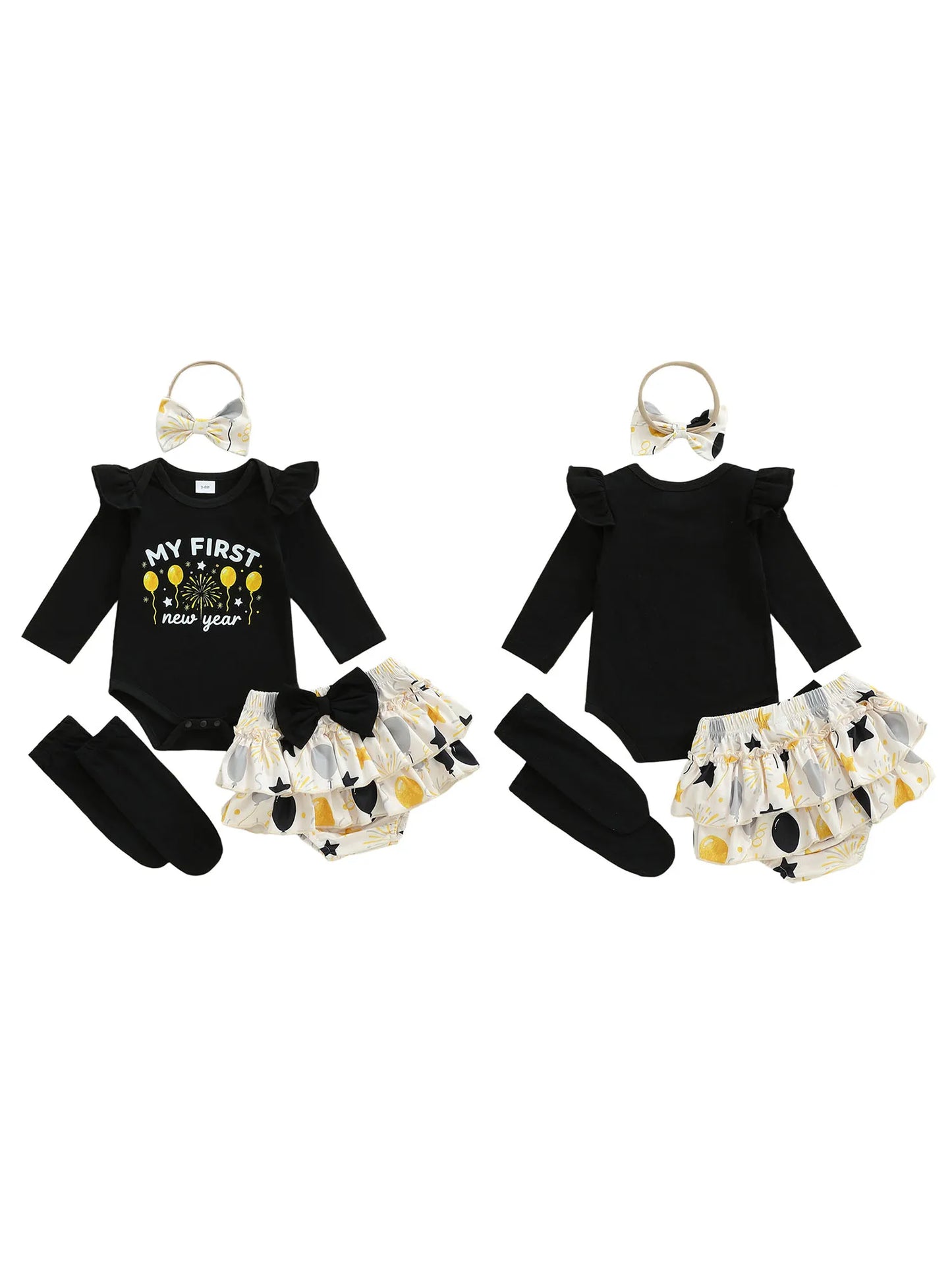 Adorable Baby Girls Jumpsuit And Headband Set With Long Sleeve