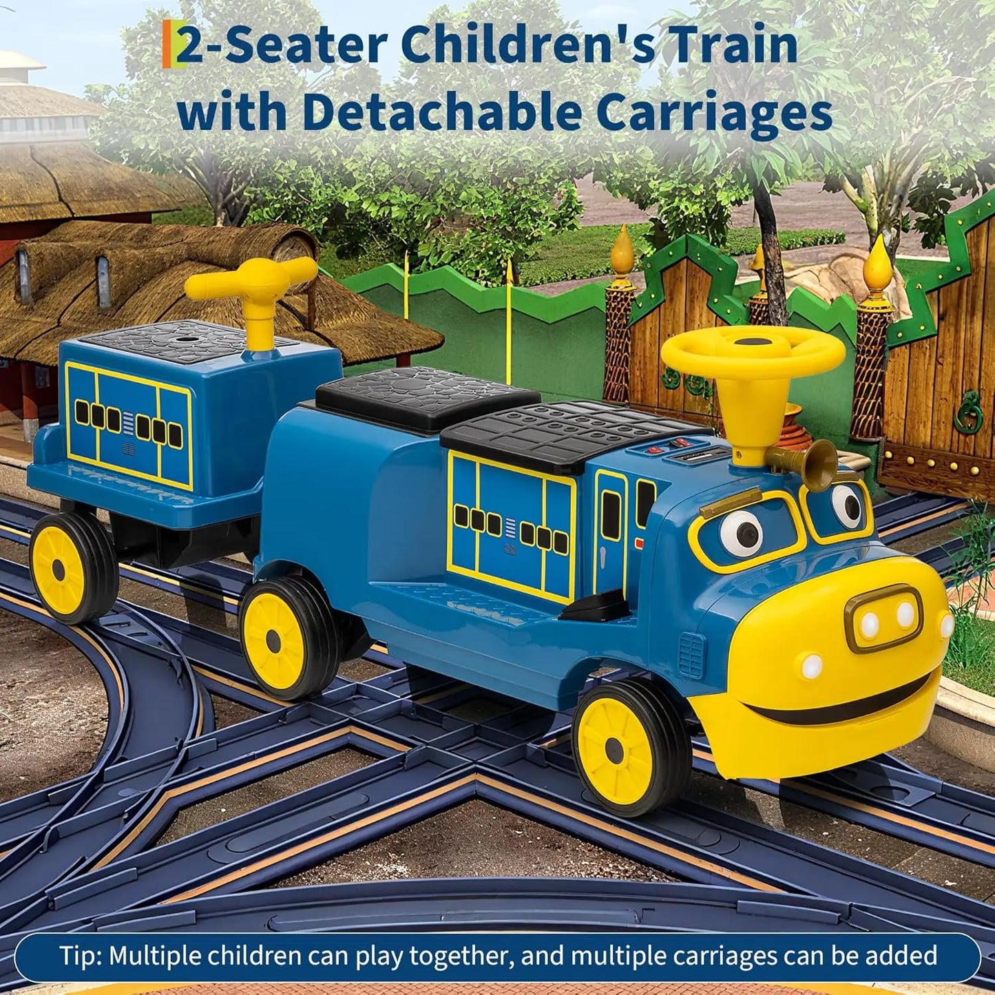 Electronic Two Seater Ride On Train Trackless 12V Vehicle Toddlers