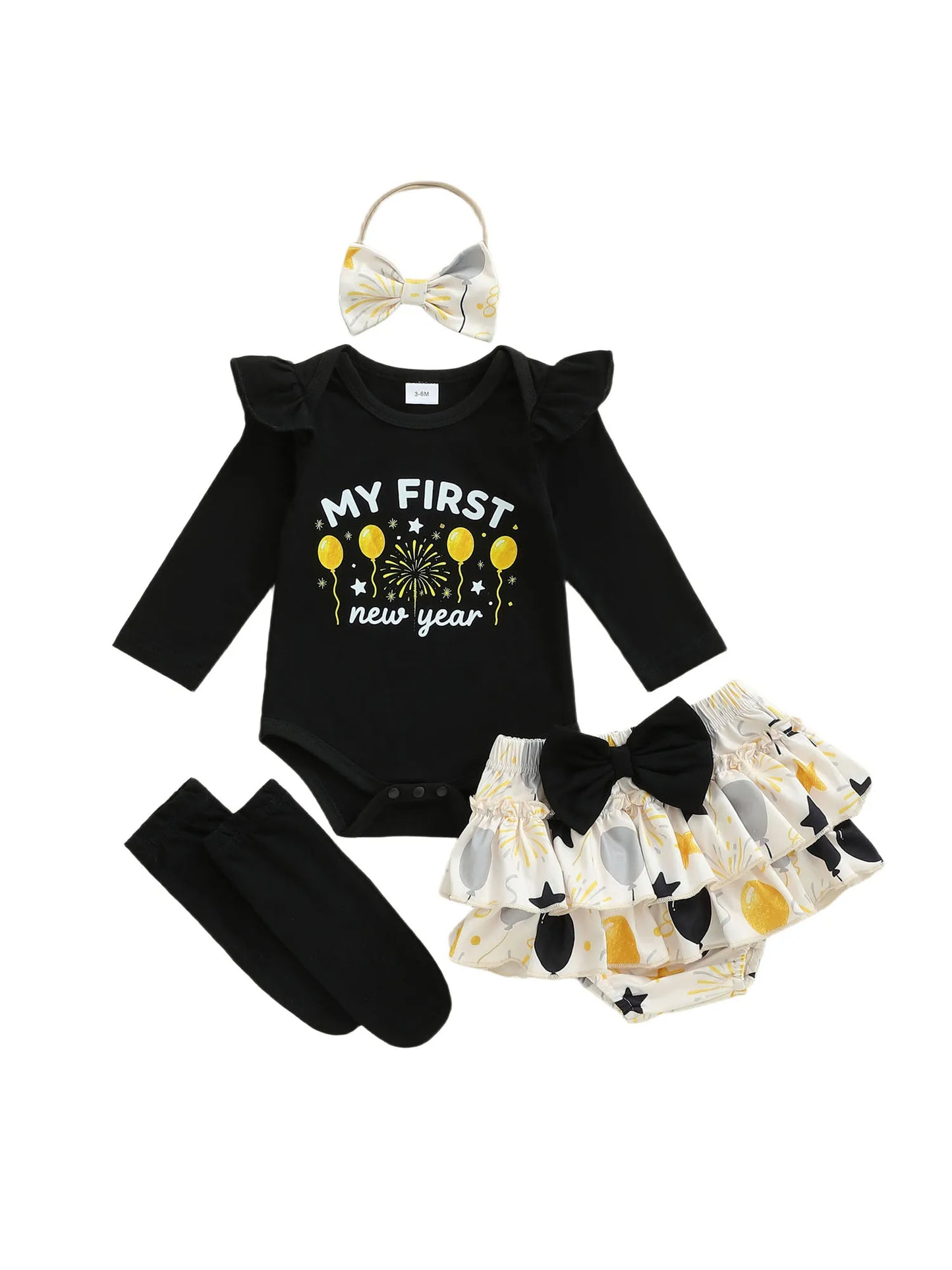 Adorable Baby Girls Jumpsuit And Headband Set With Long Sleeve