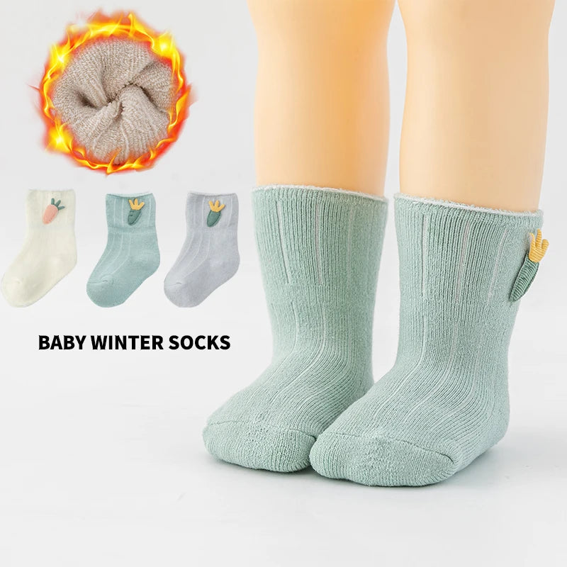 Cozy Cotton Carrot Pattern Baby Toddler Socks Three Pairs