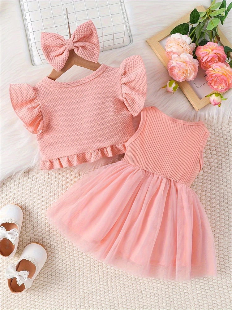 CN Guangdong Baby Girls Lace Mesh Dress Summer Vest