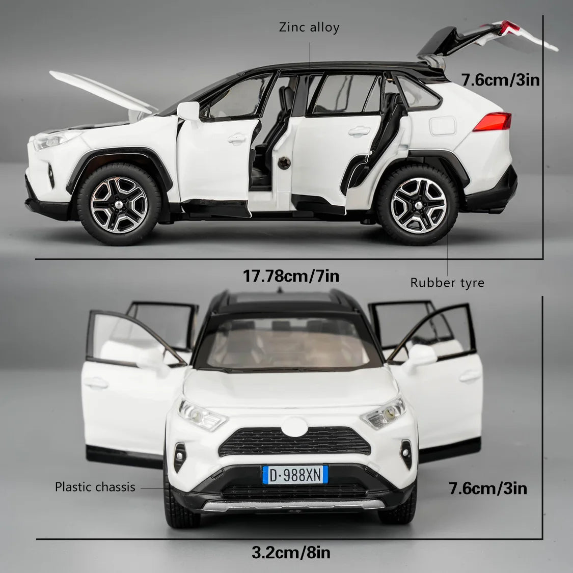 TGRCM-CZ RAV4 Diecast Toy Car With Lights And Doors