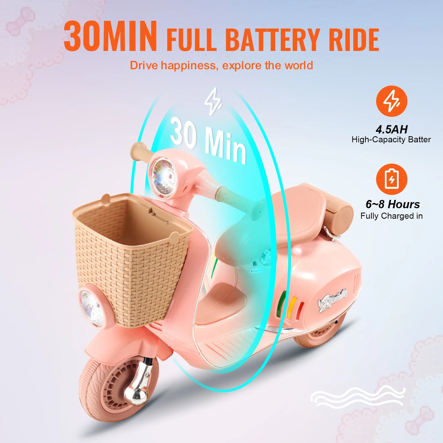 SucceBuy Kids Ride Motorcycle 6V 12V Battery Trike