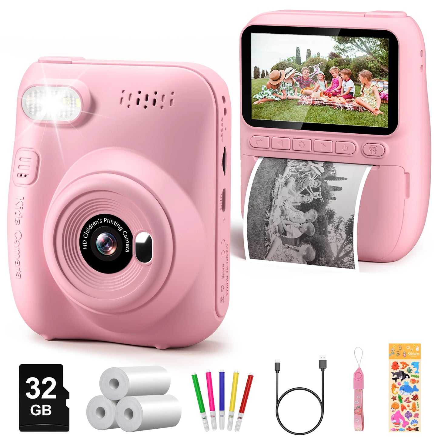 DIAMOOKYCN Instant Print Camera For Kids 32MP 1080P Digital