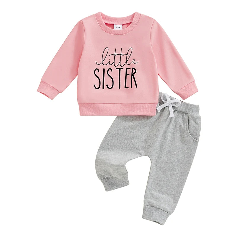 PudcocoCN Baby And Sister Matching Outfit Set Fall Winter