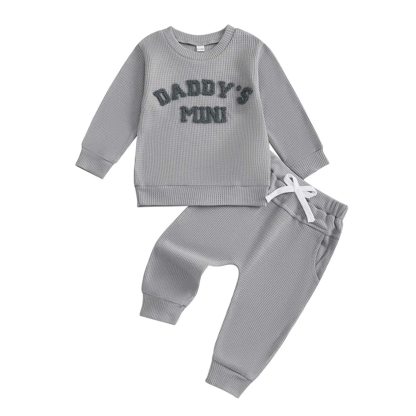 Toddler Boy Autumn Waffle Set With Embroidered Letters