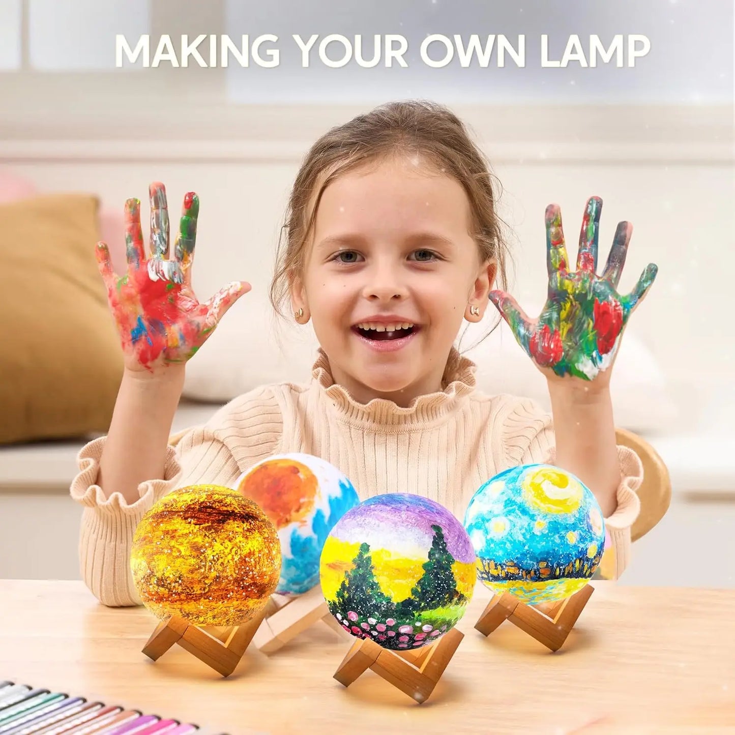 Joyfy Diy Moon Night Light Paint Your Own Lamp Kit