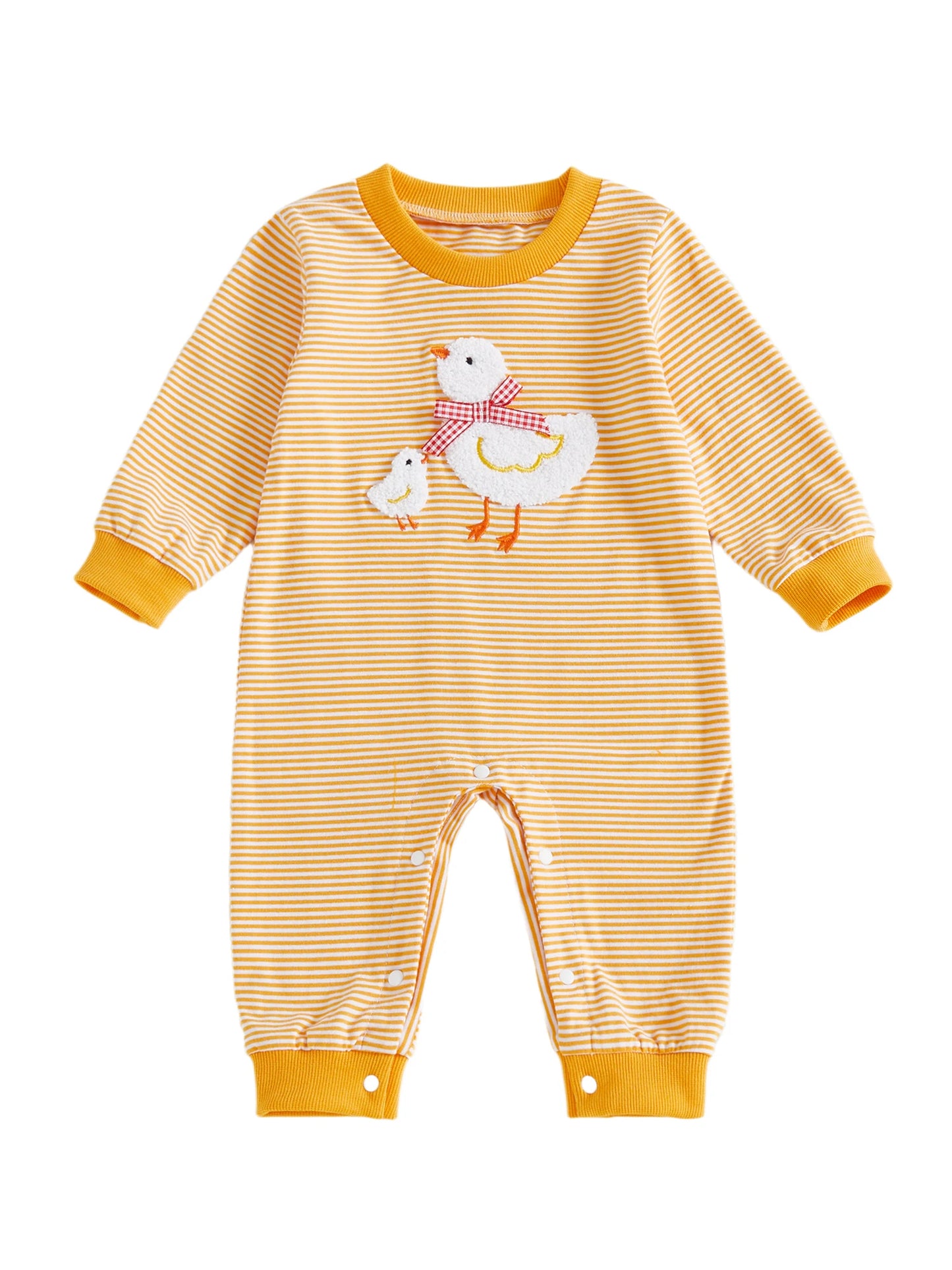 Infant Bear Applique Bodysuit Romper With Button Closure