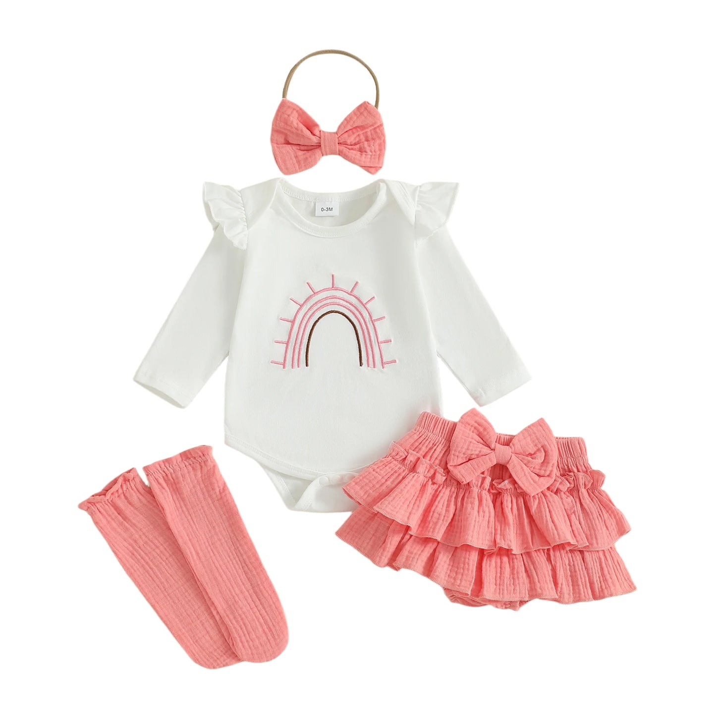 Guangdong Toddler Girls Autumn 4 Piece Romper Headband Set
