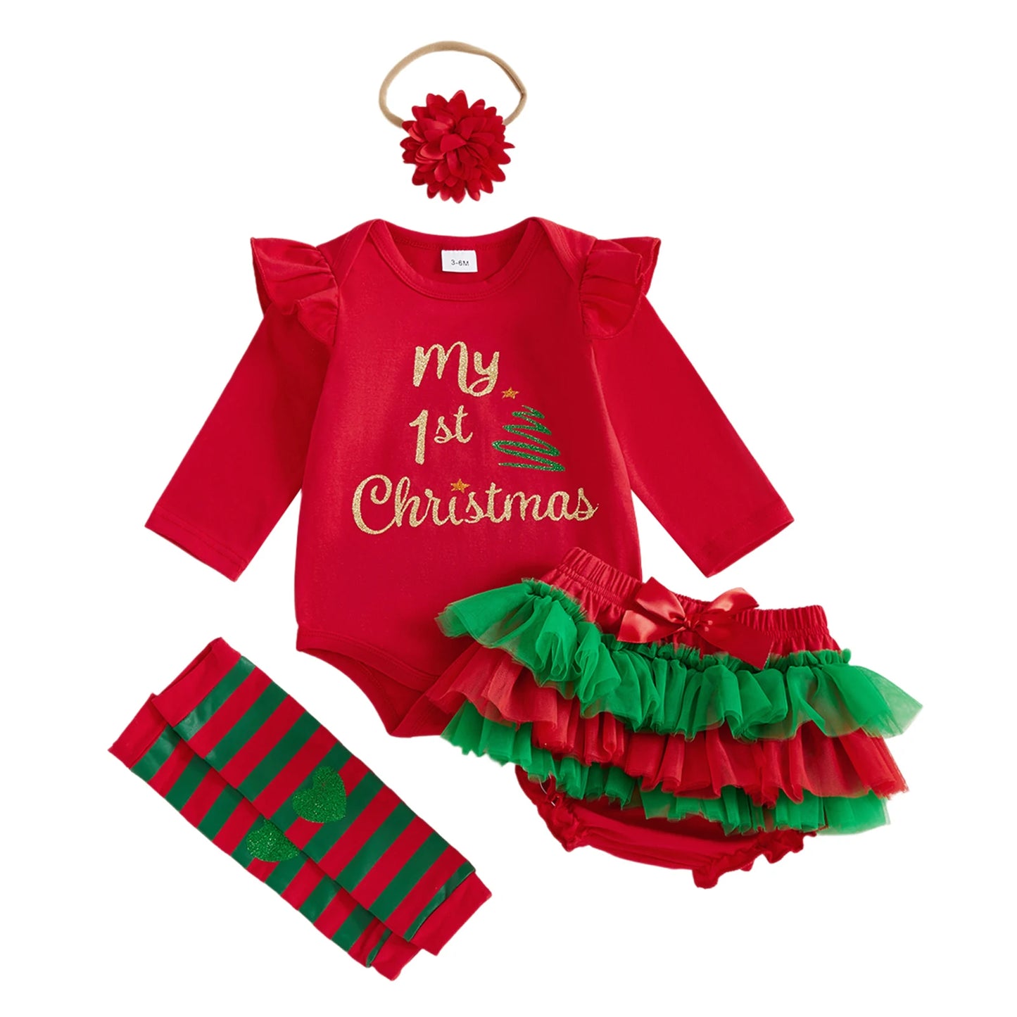 CN Guangdong Toddler Girl Winter Holiday Sequin 4-Piece Set
