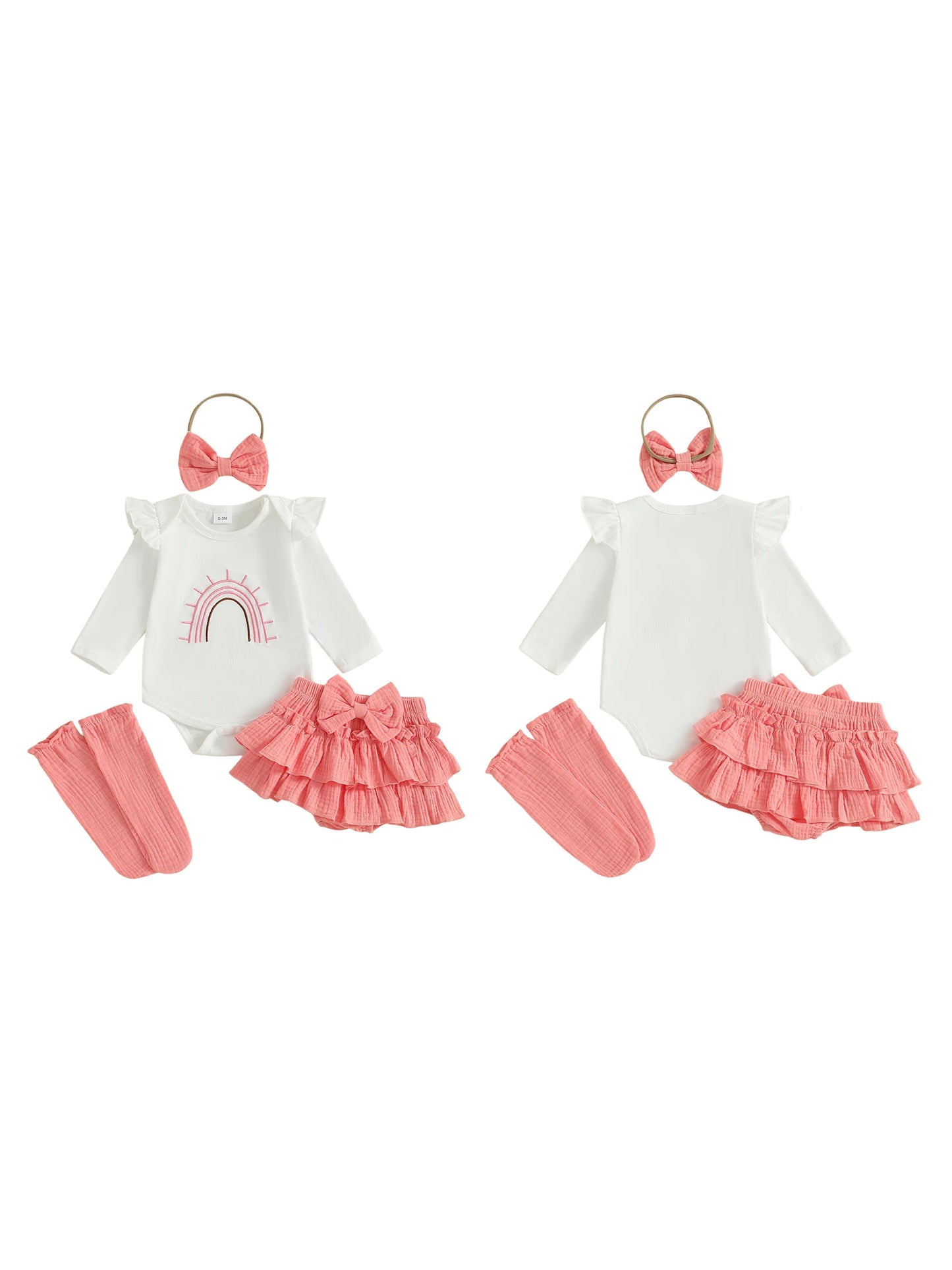 Guangdong Toddler Girls Autumn 4 Piece Romper Headband Set