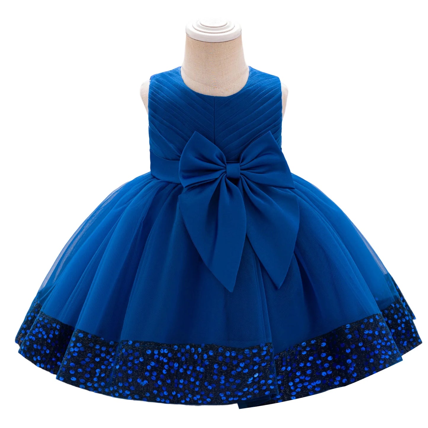 Guangdong CN Girls Sleeveless Round Neck Sequins Tulle Dress