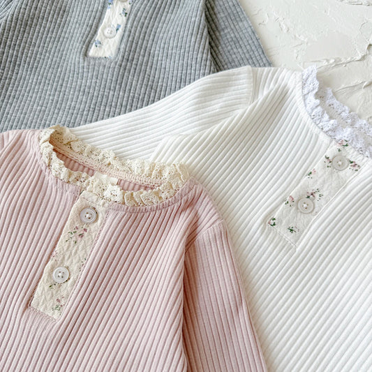 Floral Baby Unisex Cotton Jersey Long Sleeve Polo Shirt